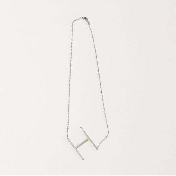 H Block Letter Monogram Stainless Steel Necklace - Picture 2 of 6